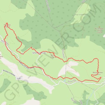 Hauskoa, Etsula, Bohorkortea en circuit depuis le Col de Landerre GPS track, route, trail
