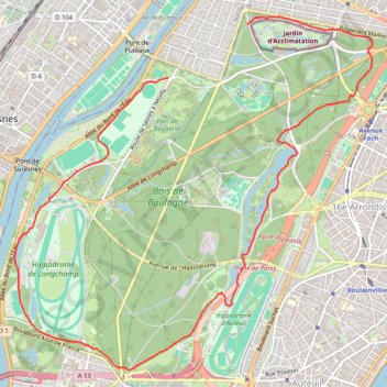 Rando bois de Boulogne GPS track, route, trail