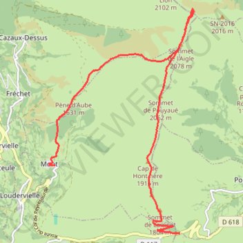 Sommet de Pouy Louby par Peyresourde GPS track, route, trail