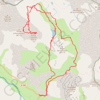 Roche Colombe depuis le Pont de l'Alpe (Cerces) GPS track, route, trail