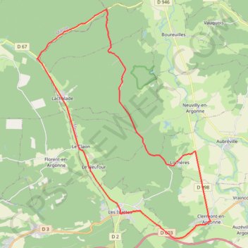 Balade au pays de l'arbre roi - Clermont-en-Argonne GPS track, route, trail