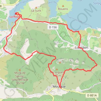 Salagou - Mourèze - Roques - Liausson - Grotte GPS track, route, trail