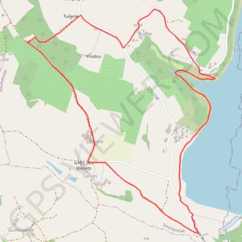 Du lac de l'Escourroux vers les coteaux de vignes - Soumensac GPS track, route, trail