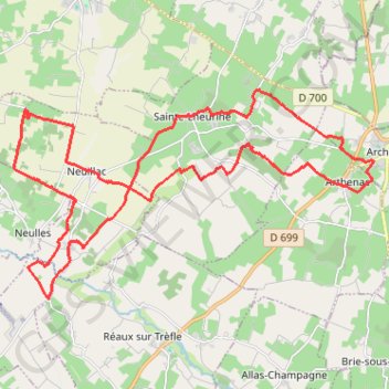Archiac 34 kms GPS track, route, trail