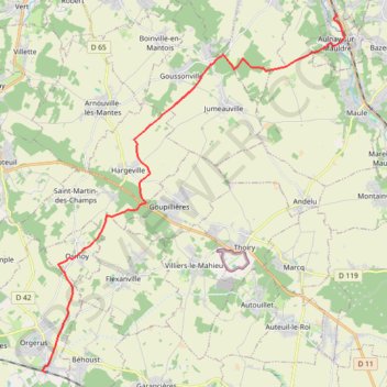 Le Pays Mantois, d'Orgerus à Aulnay-sur-Mauldre GPS track, route, trail
