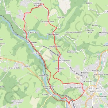Circuit Entre Vienne et Tard - Saint-Léonard-de-Noblat GPS track, route, trail