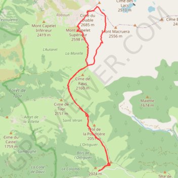 Cime du diable (via capelet supérieur) GPS track, route, trail