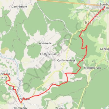 Sentier Vosges-Pyrénées - De Bourbonne-les-Bains à Varennes-sur-Amance GPS track, route, trail