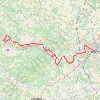 Au fil de la Charente de Cognac à Angoulême GPS track, route, trail