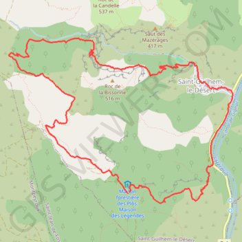Les Plos - Saint Guilhem - Les Fenestrettes GPS track, route, trail