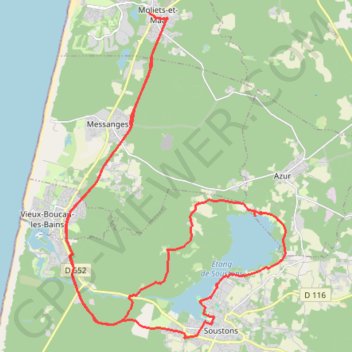 Moliets - Tour du lac de Soustons GPS track, route, trail