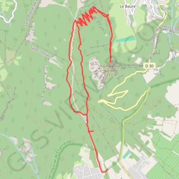 Col de Baure et Château Nardent GPS track, route, trail