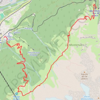 Traversée du Plan au Montenvers depuis Chamonix GPS track, route, trail