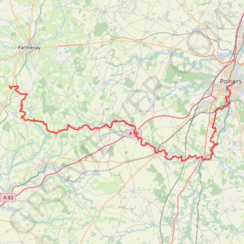 GR 364 : De Poitiers (Vienne) à Saint-Pardoux (Deux-Sèvres) GPS track, route, trail