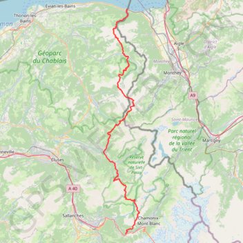 Du Léman au Mont Blanc GPS track, route, trail