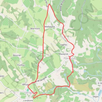 Boucle Floressas Sérignac Malagare Lacépède et Chambeaux GPS track, route, trail