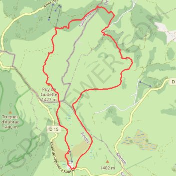 Aubrac - Puy de Gudette (15.3km, D+487m) GPS track, route, trail