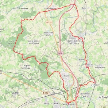 Forêt de mezieres, saint-marceau, montbizot GPS track, route, trail