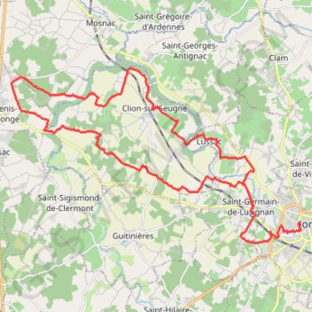 Jonzac boucles Seugne 31 kms GPS track, route, trail