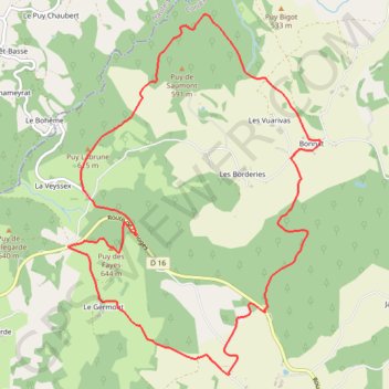 Puy Saumon - Chamberet GPS track, route, trail