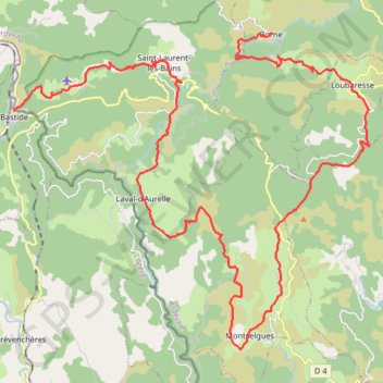 Tour de la Montagne Ardéchoise. De Borne (Ardèche) à La Bastide-Puylaurent (Lozère) GPS track, route, trail