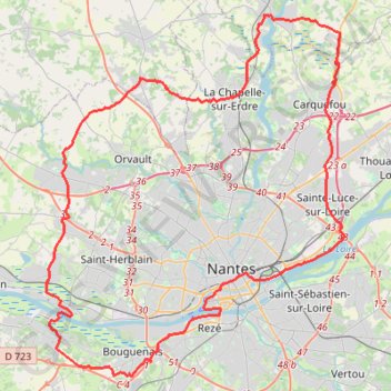 Sautron - La Chapelle - Sucé - Carquefou - Bord de Loire GPS track, route, trail