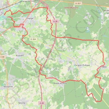 Boucle Le Mans - Changé - Brettes - Parigné - Challes GPS track, route, trail