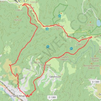 Saint-Amarin, le Markstein GPS track, route, trail