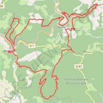 Les Gorges de l'Aveyron entre Penne, Bruniquel et Grésigne GPS track, route, trail