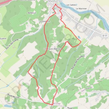 Chemin des caves et des loges - Mareuil-sur-Cher GPS track, route, trail