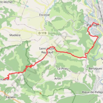 Pamiers - Montégut Plantaurel (Grande Traversée) GPS track, route, trail