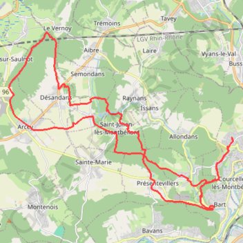 Le vernois GPS track, route, trail
