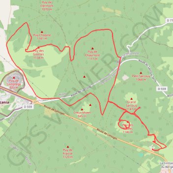 Les Puys (nord de la chaîne des puys) Auvergne GPS track, route, trail