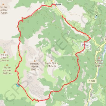 Tour de la Dent du Ratier - depuis Arvieux, par Furfande - randonnée pédestre GPS track, route, trail