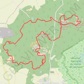 Circuit dans la dorêt de Fontainebleau GPS track, route, trail