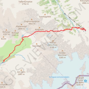 Haute route du Zillertal - Greizer Hut à Berliner Hut GPS track, route, trail