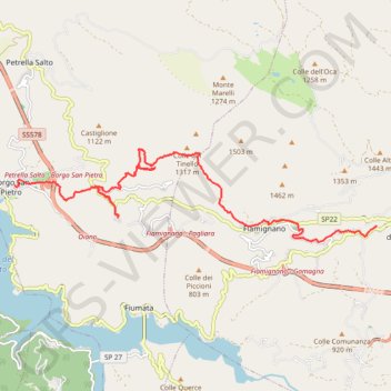 De Fiamignano à Borgo San Pietro GPS track, route, trail