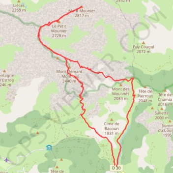Mont Mounier depuis Beuil GPS track, route, trail