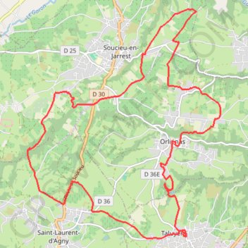 Orlienas et ses Communes voisines GPS track, route, trail
