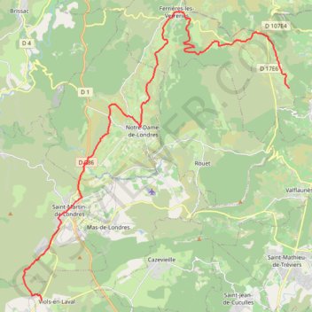 Grande Traversée de l'Hérault - du Mas Neuf à Roussières GPS track, route, trail