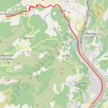 La Vallière - Carros-le-Neuf (Grande Traversée des PréAlpes) GPS track, route, trail