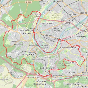 Nanterre - Boucle en forêt de Saint-Germain-en-Laye GPS track, route, trail