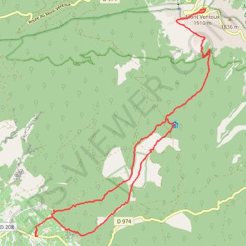 Le Mont Ventoux par le versant Sud GPS track, route, trail