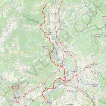 GR42 De Saint Montan (Ardèche) à Beaucaire (Gard) GPS track, route, trail