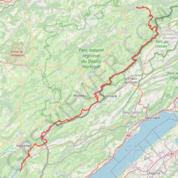 GR 5 : De Soulce-Cernay à Montperreux (Doubs) GPS track, route, trail