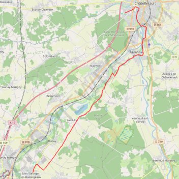 Chemin de Tours (de Châtellerault à Sainte Georges de Baillargeaux) GPS track, route, trail