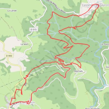 Boucle Montjaux - Castelnau-Pégayrols GPS track, route, trail