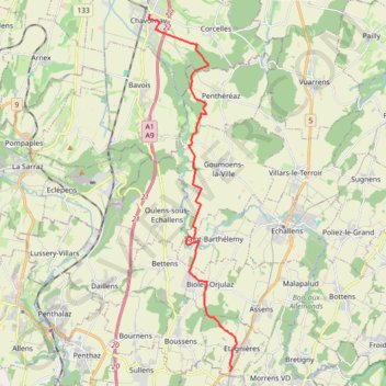 Cheseaux-Chavornay GPS track, route, trail