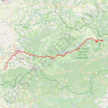 GR653 Randonnée de Castanet-le-Haut (Hérault) à Dourgne (Tarn) GPS track, route, trail