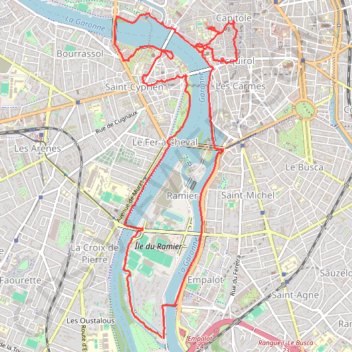 Toulouse à pied GPS track, route, trail